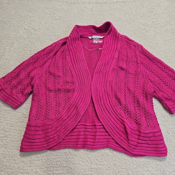 Peter Nygard Short Sleeve Cardigan Bolero Jacket Fuschia Pink Size L - Picture 1 of 9